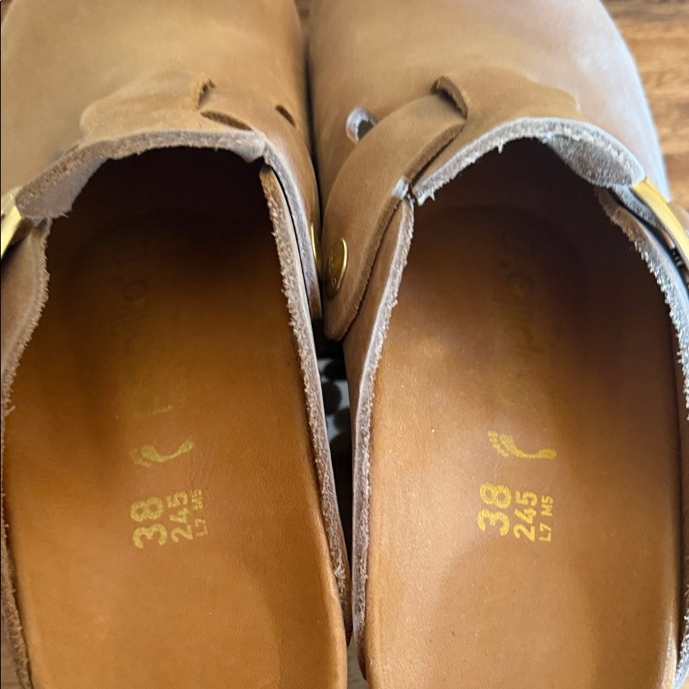 Papillio Tan Mules with Gold Buckle - Picture 6 of 6